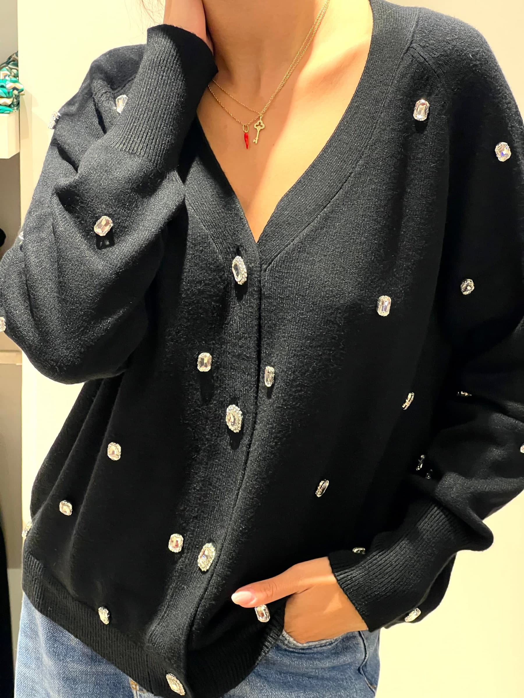 Cardigan in maglia con applicazioni - 5