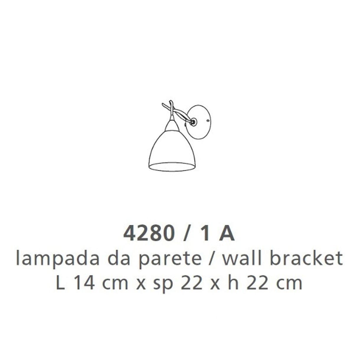 Applique classico LAM 4280 1A E14 LED metallo vetro lampada parete - 3