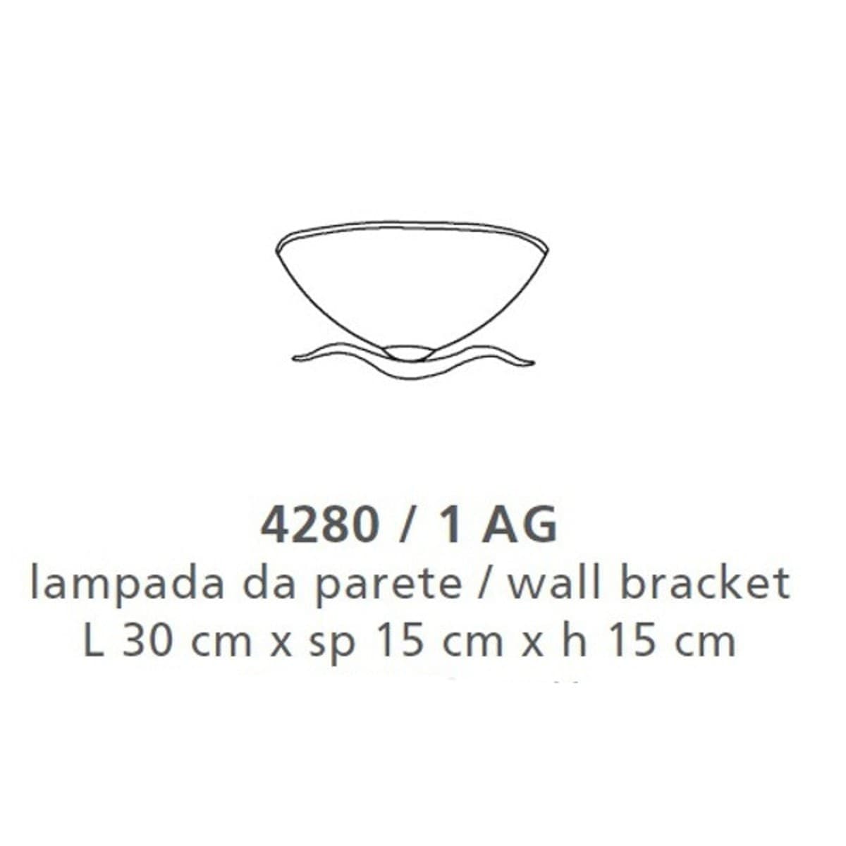 Applique classico LAM 4280 1AG E27 LED metallo vetro lampada parete - 2