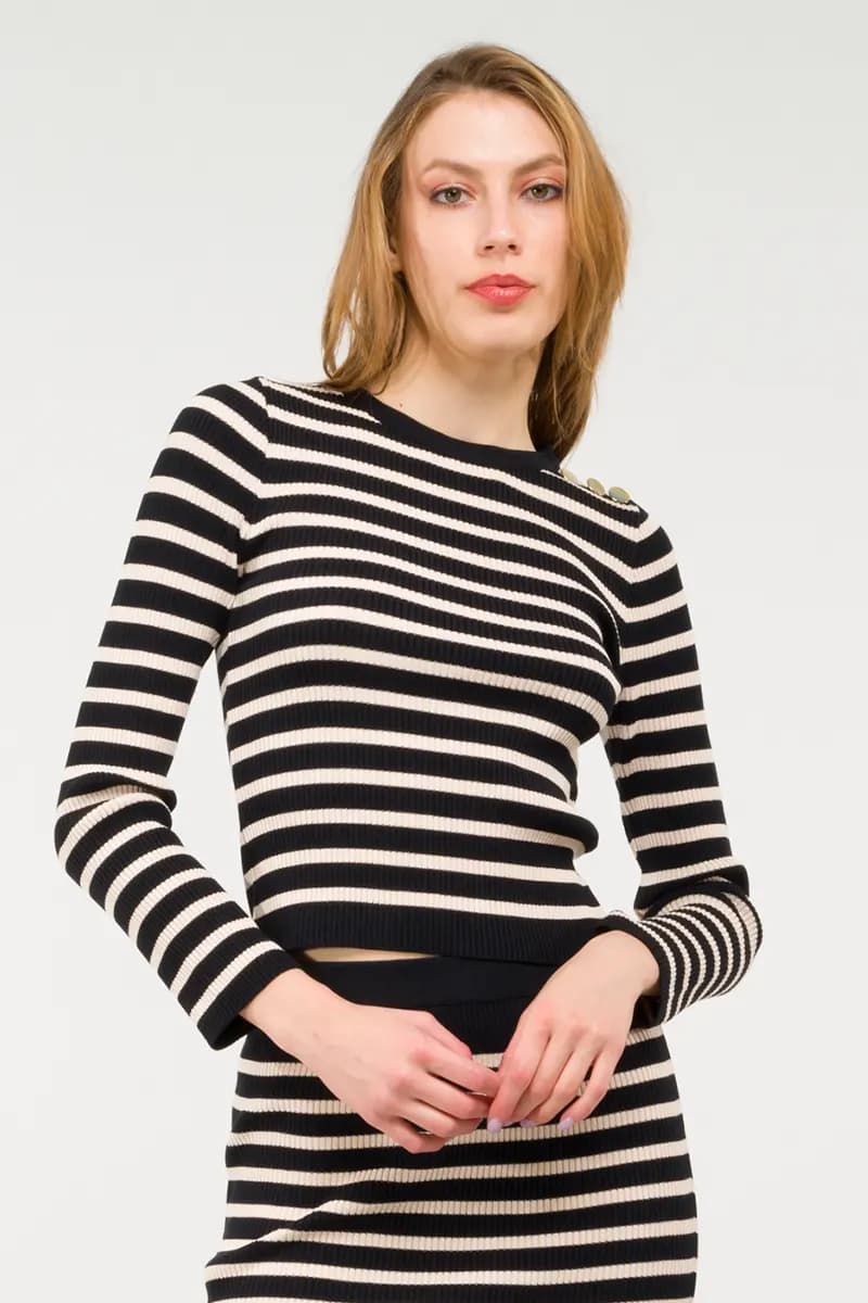 KONTATTO | Maglia girocollo a righe - 4