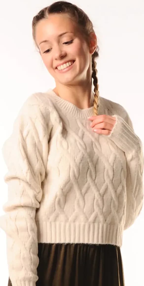 LOKITA | Maglioncino crop trecce – Avorio
