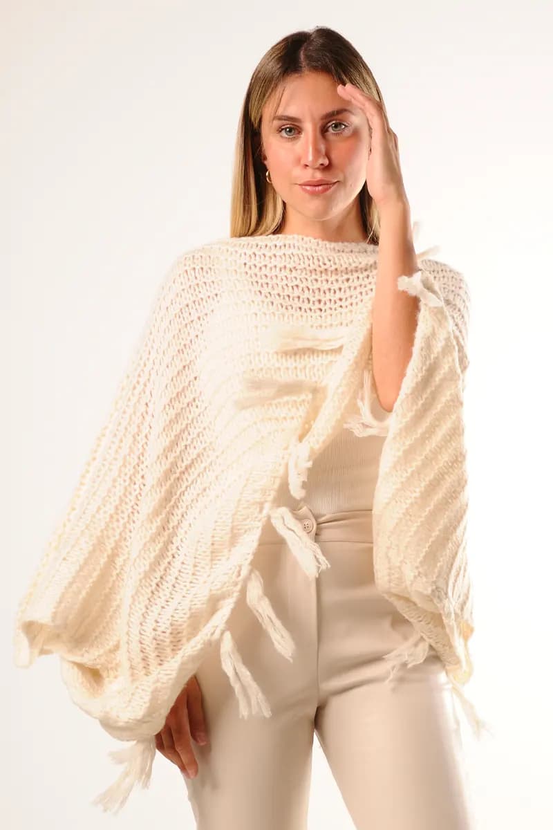 LOKITA | Poncho in maglia con frange - 5
