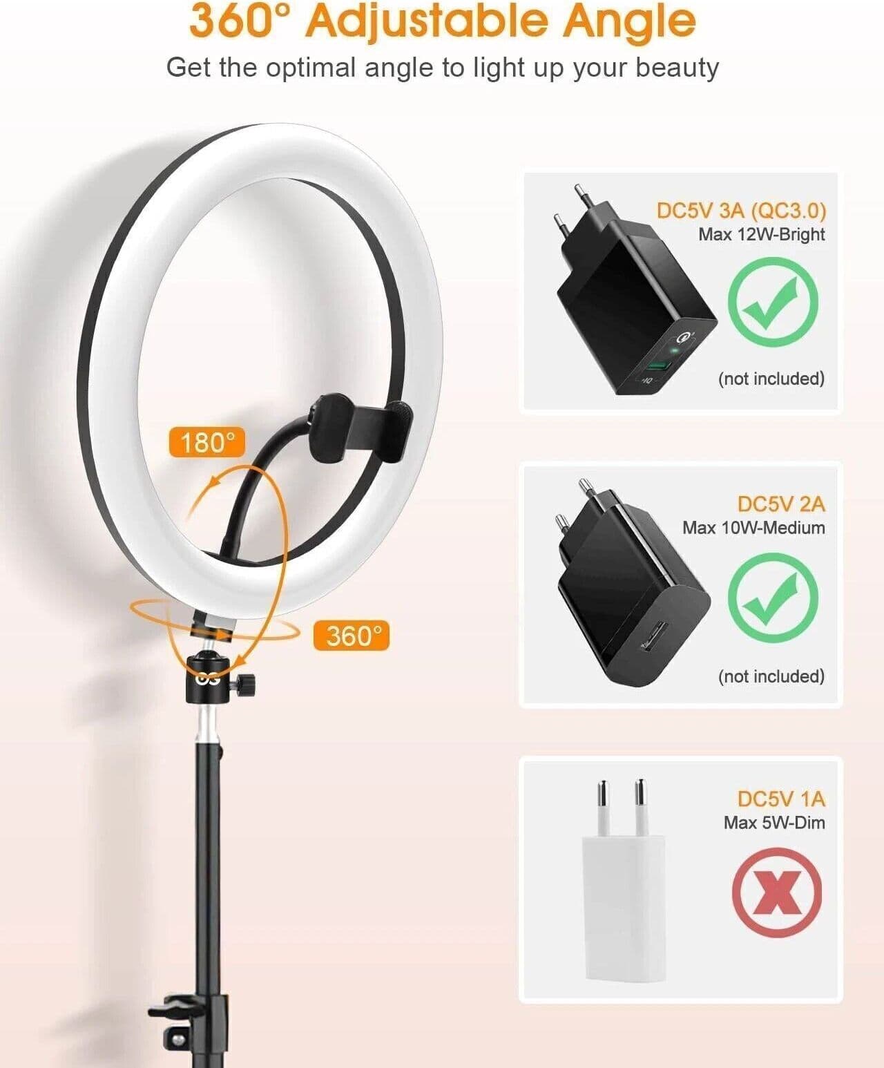ELEGIANT EGL-02P 12 pollici 3 Modalità di Dimmable LED Ad Anello di Colore Piena - 3