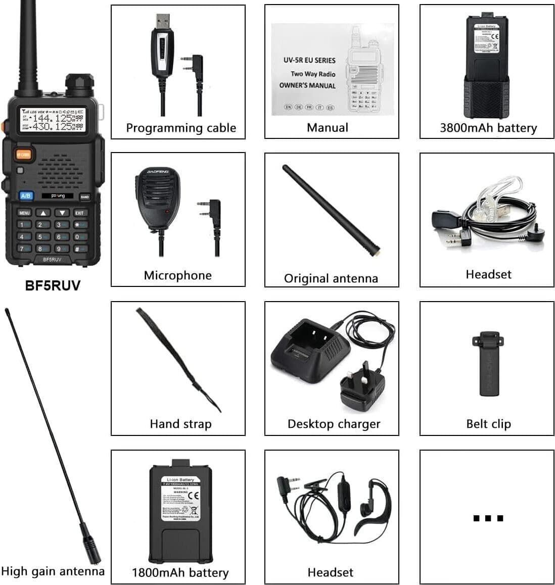 Walkie Talkie 5R Dual Band VHF/UHF Radioamatore bidirezionale per comunicazioni - 4