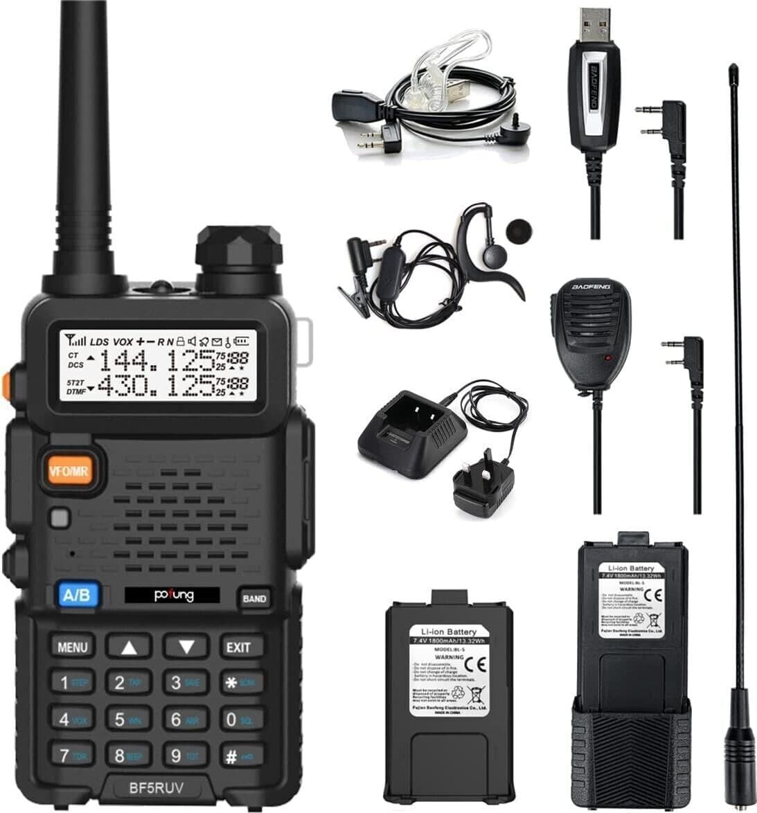 Walkie Talkie 5R Dual Band VHF/UHF Radioamatore bidirezionale per comunicazioni - 5