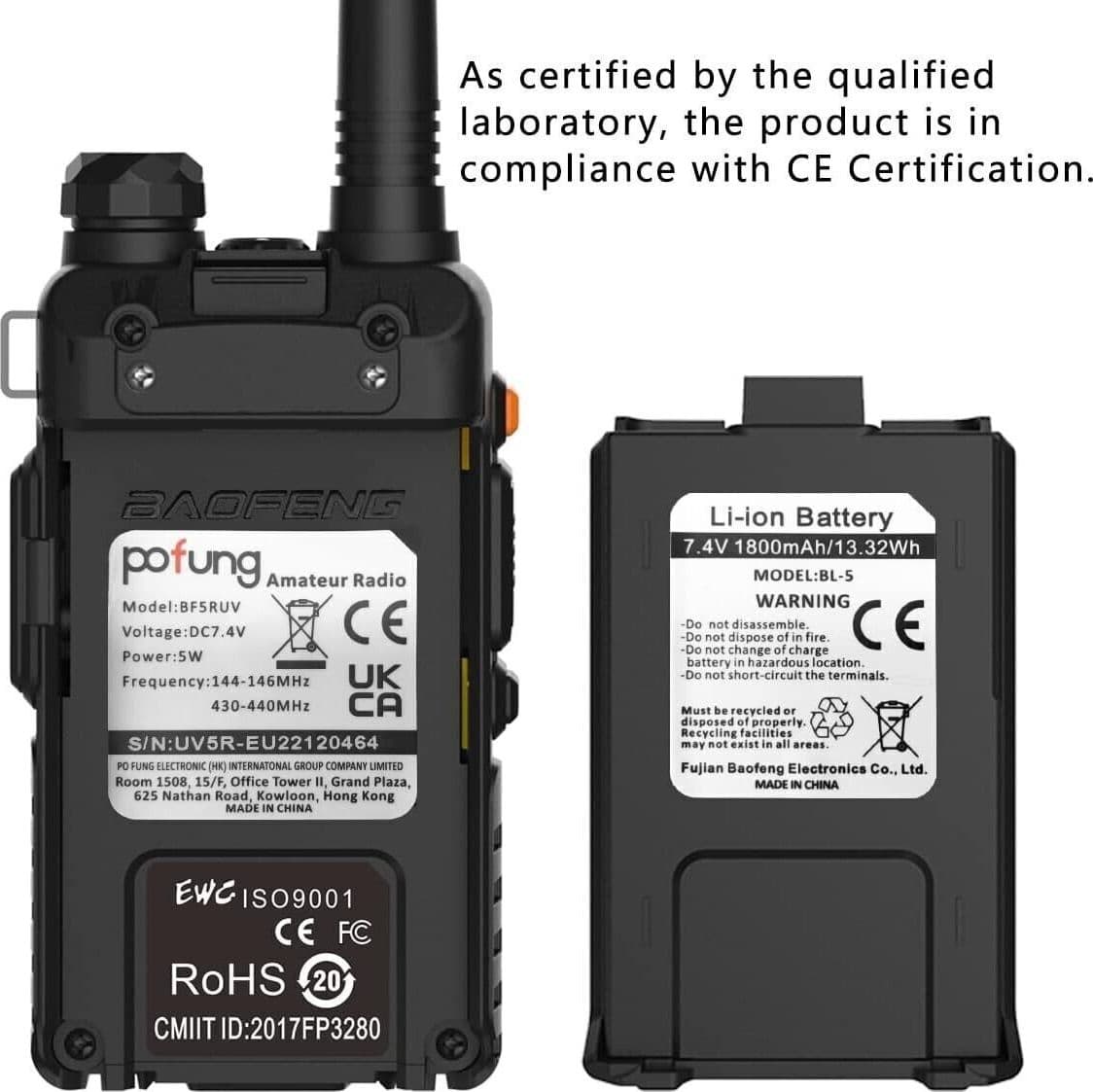 Walkie Talkie 5R Dual Band VHF/UHF Radioamatore bidirezionale per comunicazioni - 7