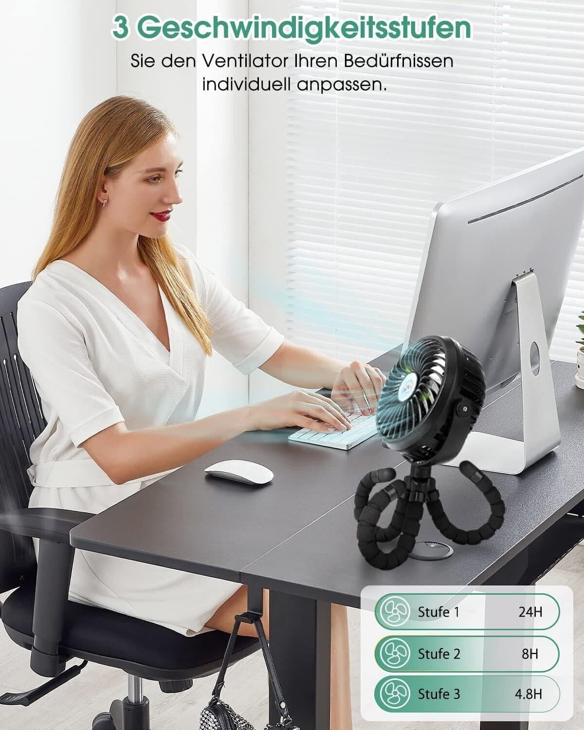 Migliorato Ventilatore USB da 5200 mAh, Ventilatore a Mano Silenzioso - 4