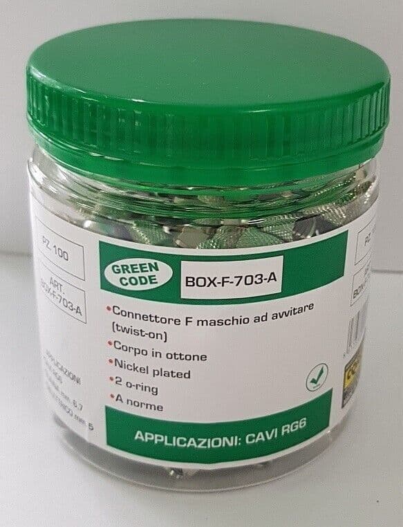 CONNET F SPINA AD AVVITARE IN OTTONE NICHELATO CON O'RING PER CAVI Ø 6.7MM 100pz - 2
