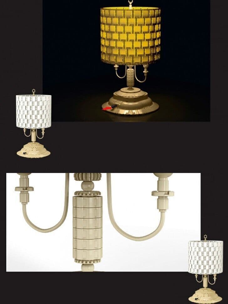 Lampada da tavolo comodino di design in stile retrò da costruire con mattoncini - 3