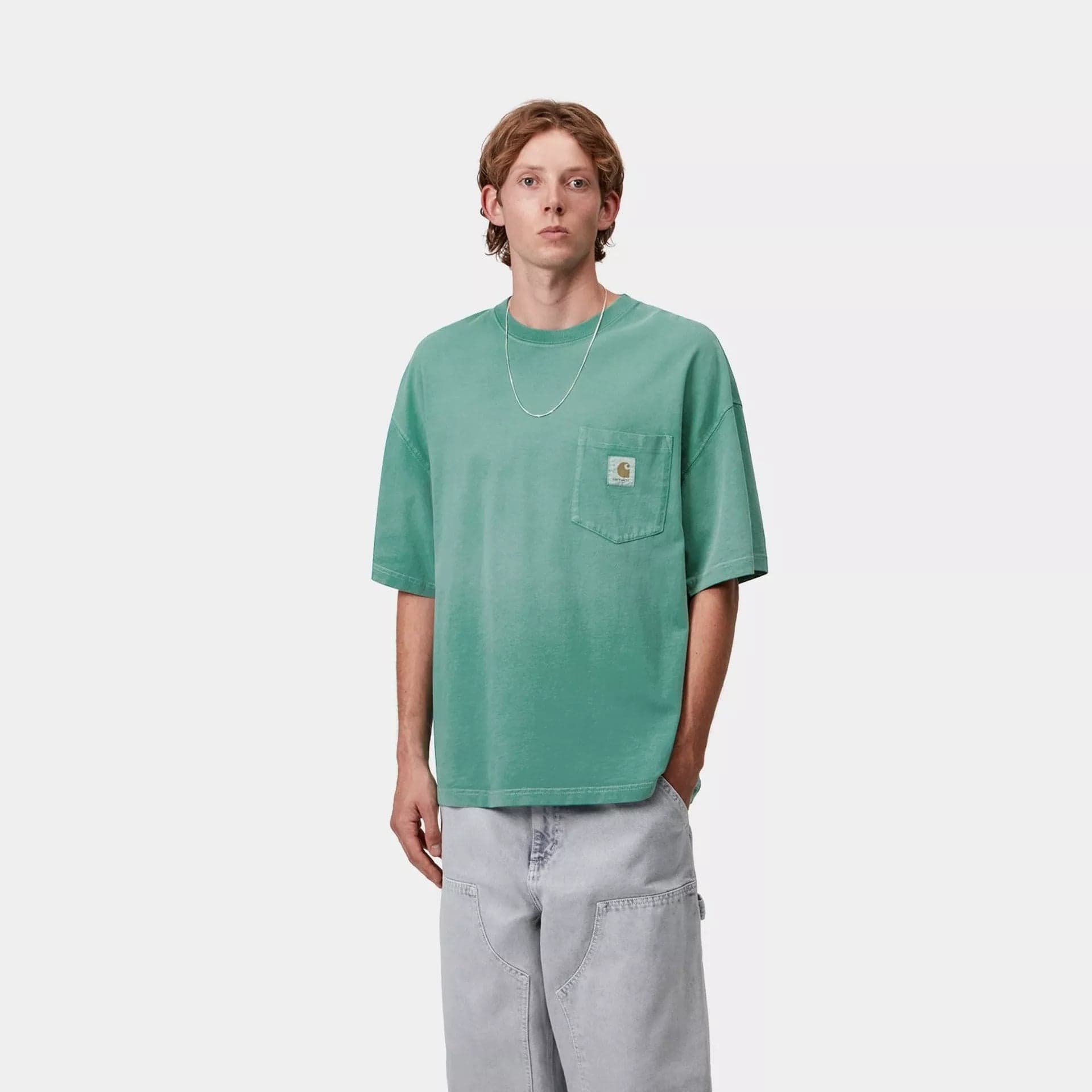 T-shirt Carhartt  Hudson pocket chalk washed green - 3