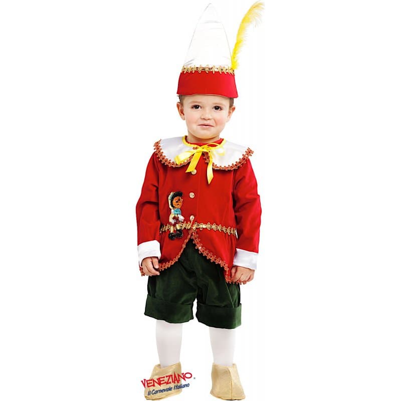 Costume carnevale piccolo burattino di pinocchio lusso 0-3 mesi - veneziano 53177 - 3