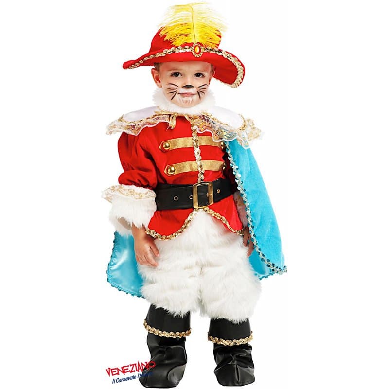 Costume carnevale piccolo gatto con gli stivali lusso 0-3 anni - veneziano 53222 - 3