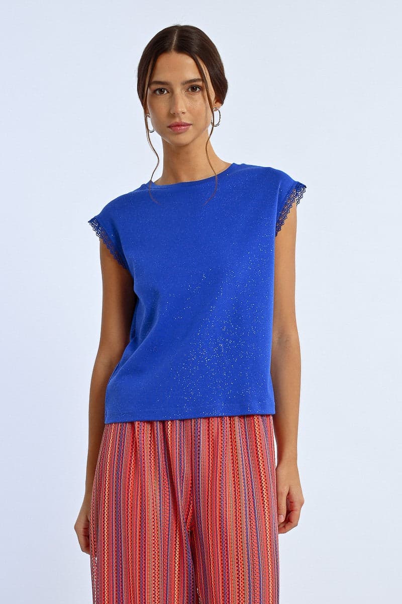 T-shirt Molly Bracken blu royal con lurex - 6