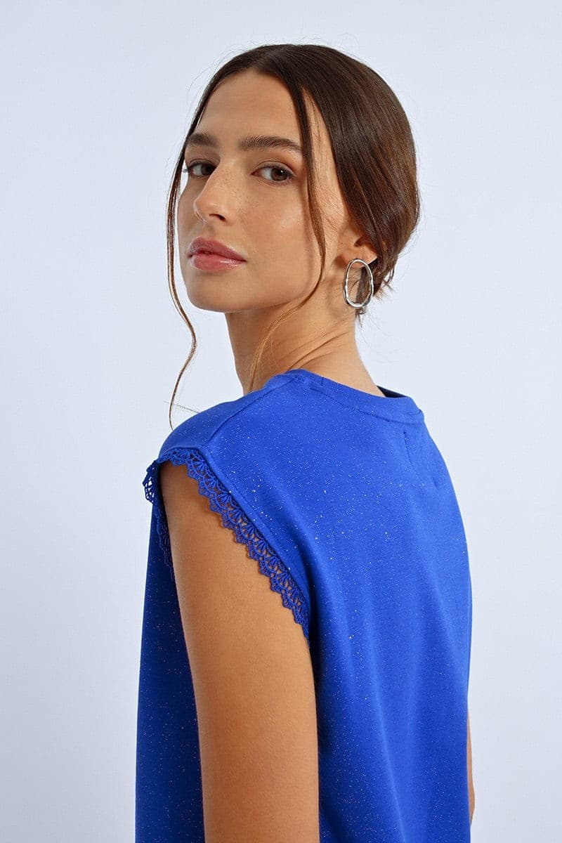 T-shirt Molly Bracken blu royal con lurex - 2