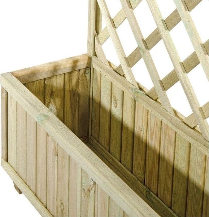 Pannello grigliato con fioriera "Patio" in legno tropicale naturale per recinzioni giardino e terrazzo - 3