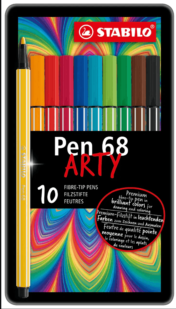 Stabilo - Pennarello premium Pen 68 Scatola ARTY in metallo da 10 pennarelli (6810-6) - 2