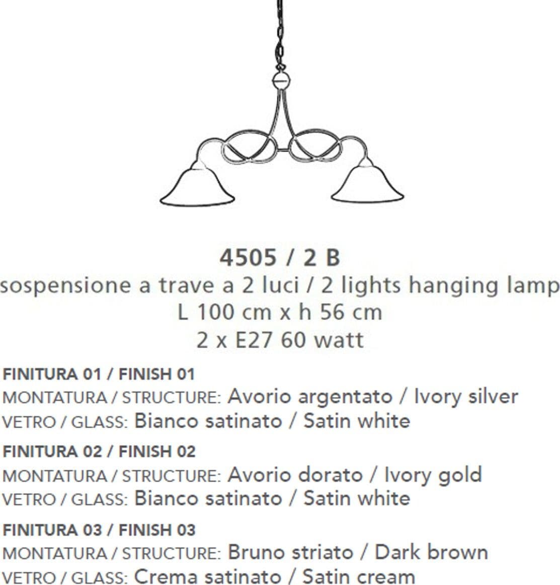 Bilanciere classico LAM 4505 2B E27 LED metallo vetro lampadario - 3