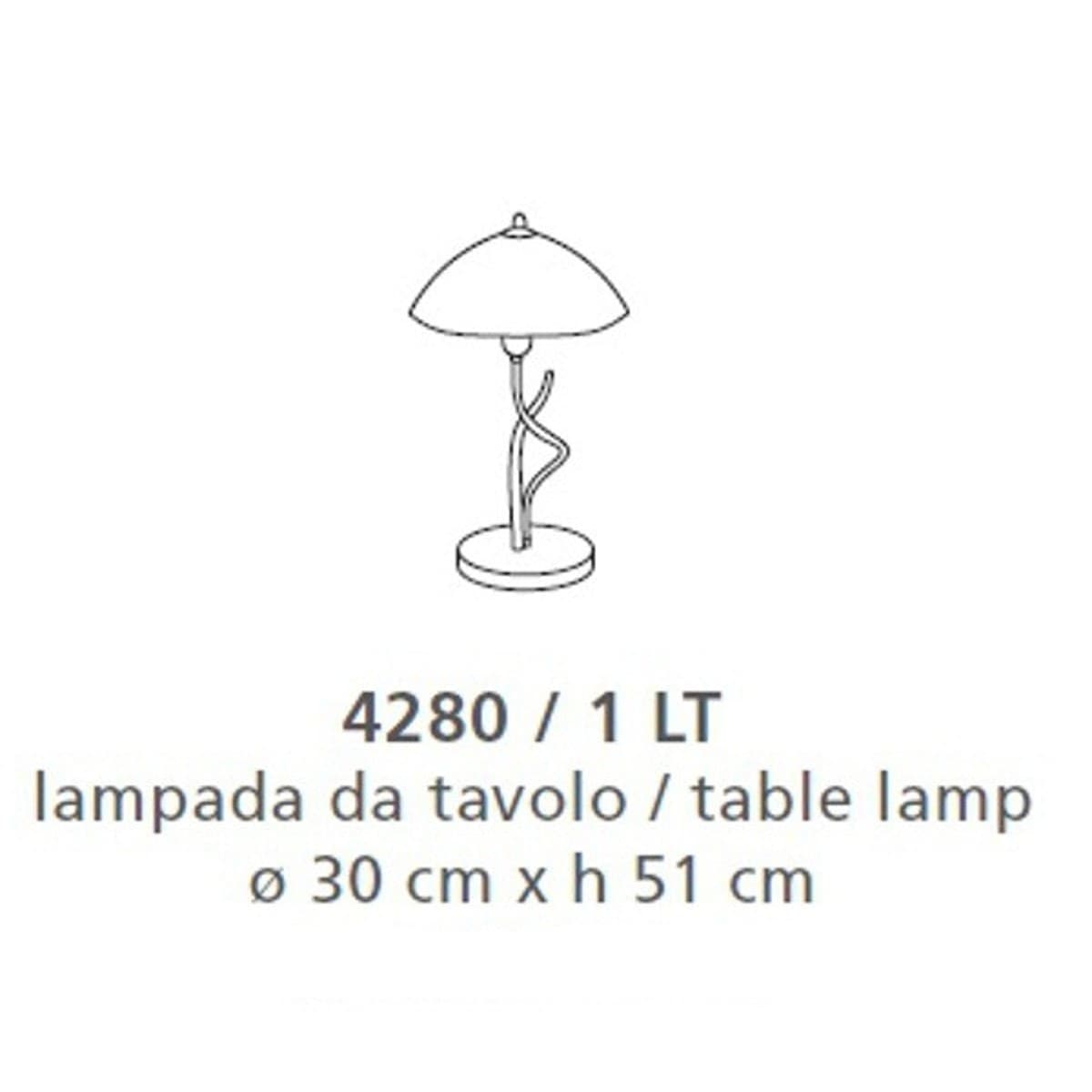 Abat-jour classico LAM 4280 1LT E27 LED metallo vetro lampada tavolo - 4