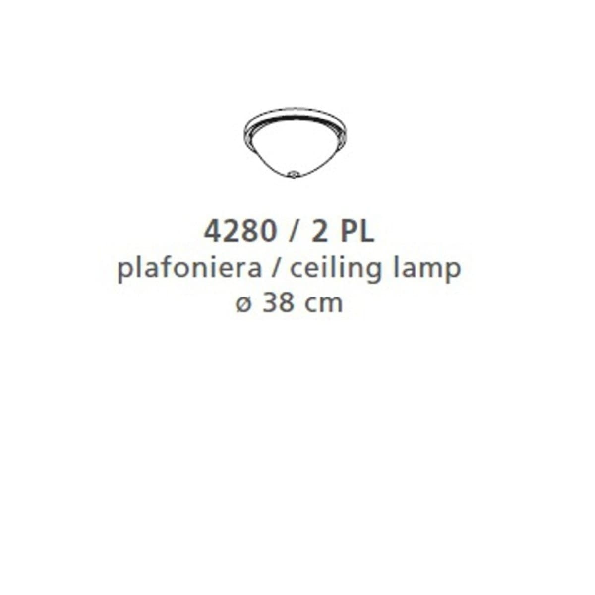 Plafoniera classica 4280 2PL E27 LED metallo vetro lampada soffitto - 3