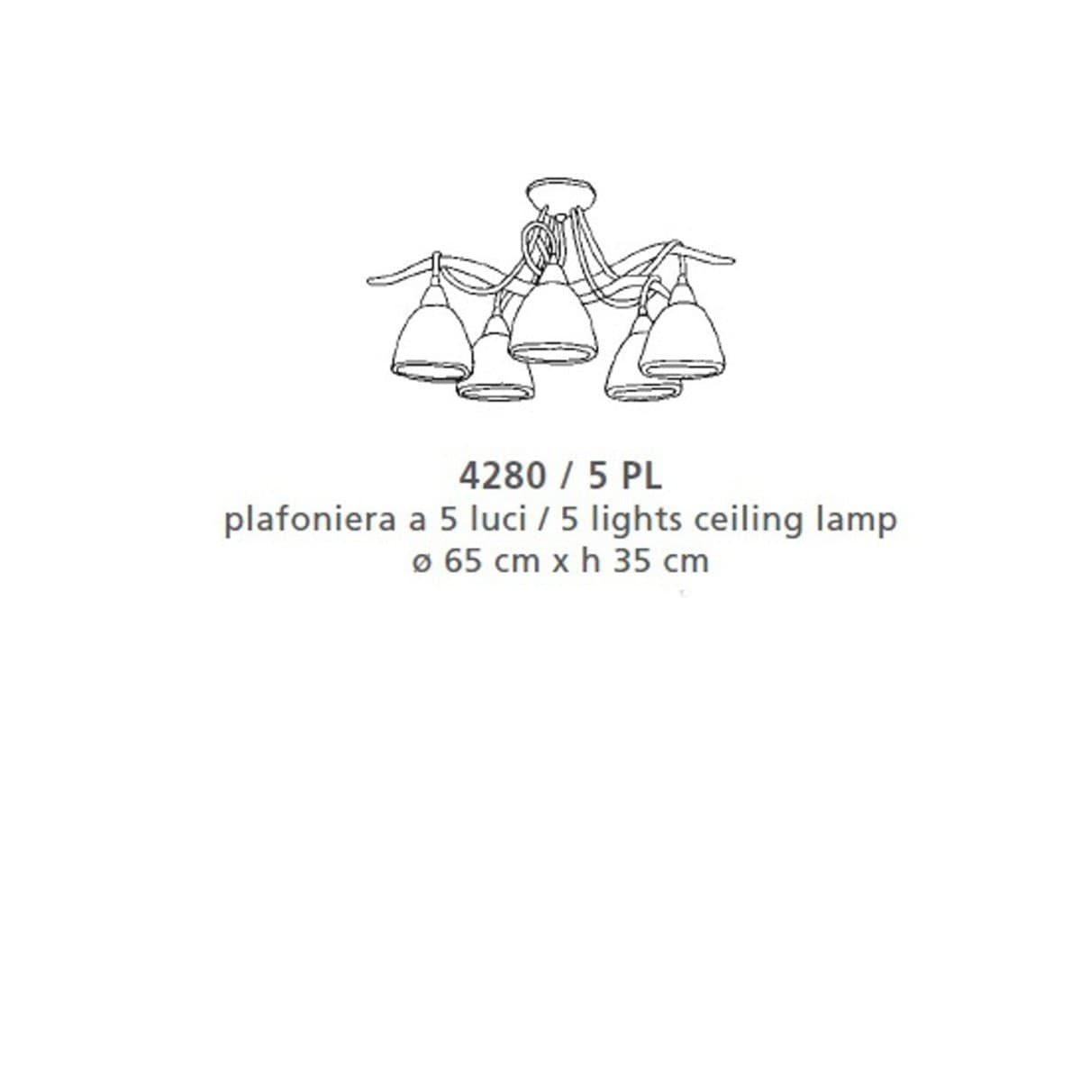 Plafoniera classica LAM 4280 5 PL E14 LED metallo vetro lampada soffitto - 3