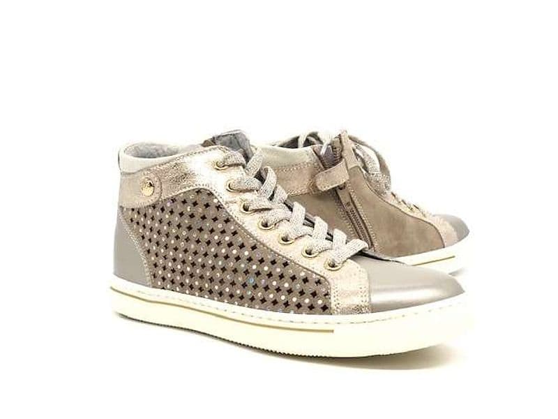 NERO GIARDINI Sneakers alta bambina Savana Platino velour sabbia - 4