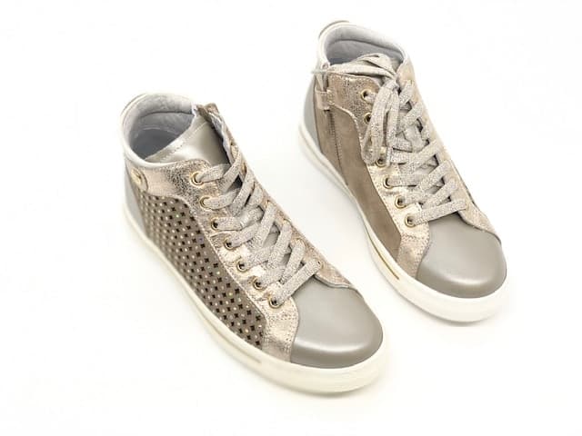 NERO GIARDINI Sneakers alta bambina Savana Platino velour sabbia - 5