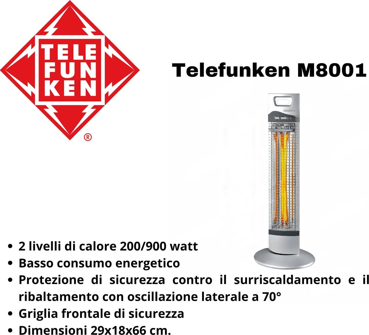 Telefunken Stufa Al Carbonio Da Pavimento 900w M08024 - 3