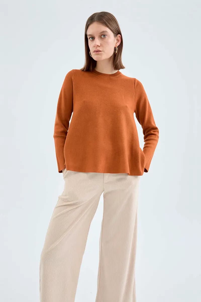 COMPANIA FANTASTICA | Maglia svasata cammello - 3