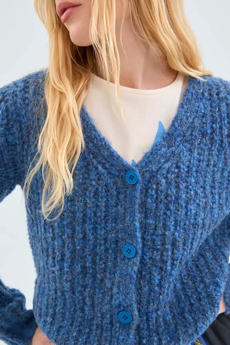 COMPANIA FANTASTICA | Cardigan in maglia spessa blu - 2