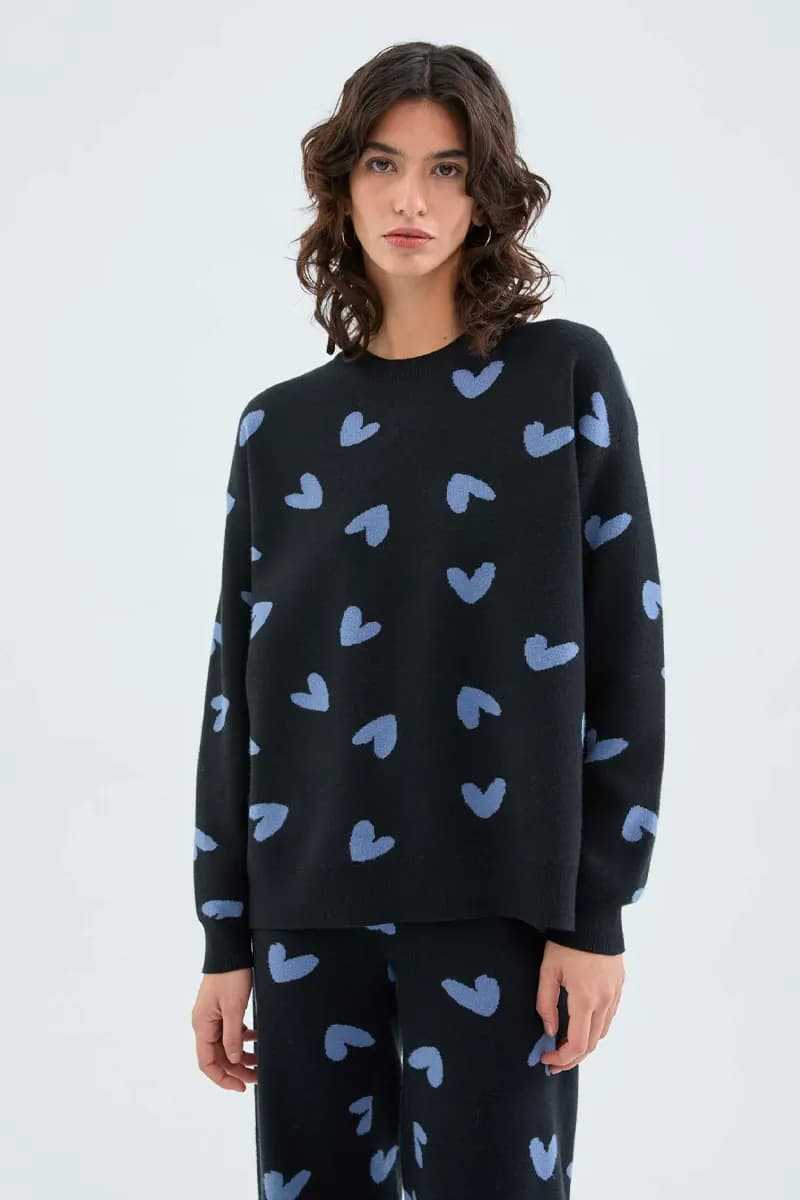 COMPANIA FANTASTICA | Maglia in filo con stampa cuori - 4