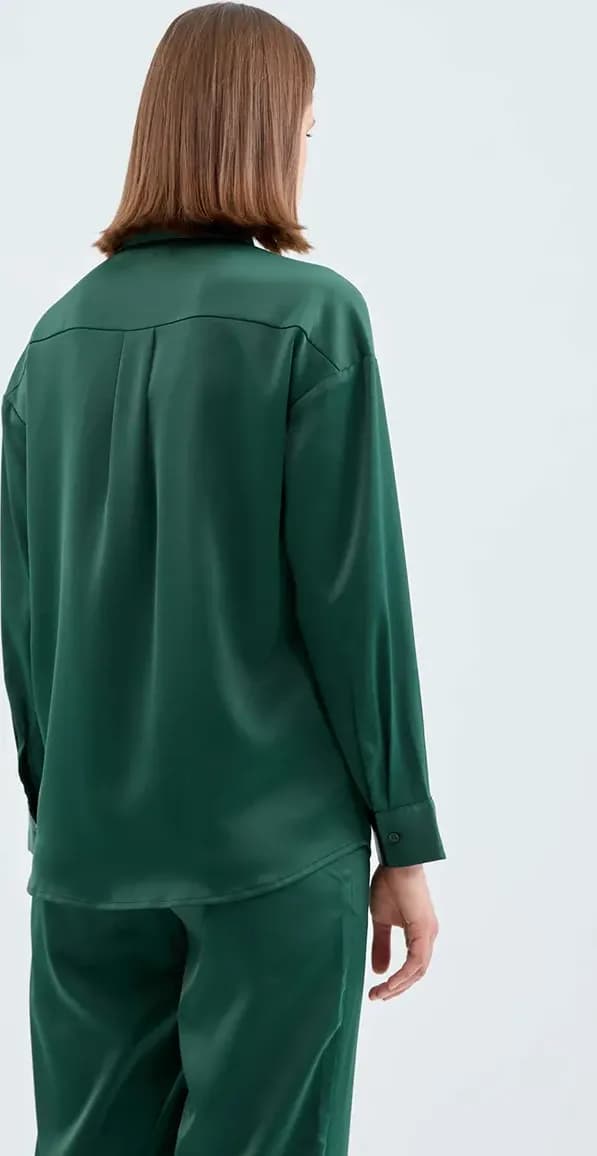 COMPANIA FANTASTICA | Camicia verde satinata - 3