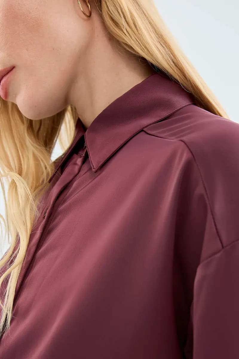 COMPANIA FANTASTICA | Camicia viola satinata - 3