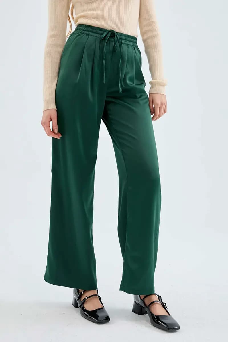 COMPANIA FANTASTICA | Pantalone verde satinato - 3