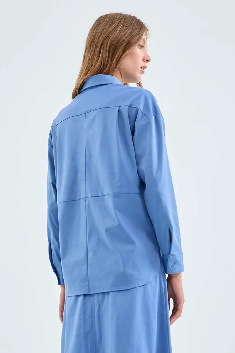 COMPANIA FANTASTICA | Camicia in camoscio blu - 2