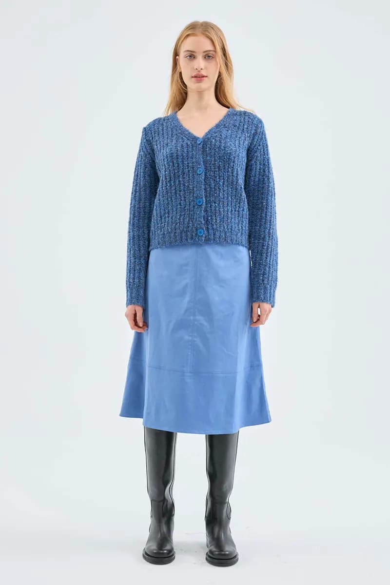 COMPANIA FANTASTICA | Gonna midi in camoscio blu - 4