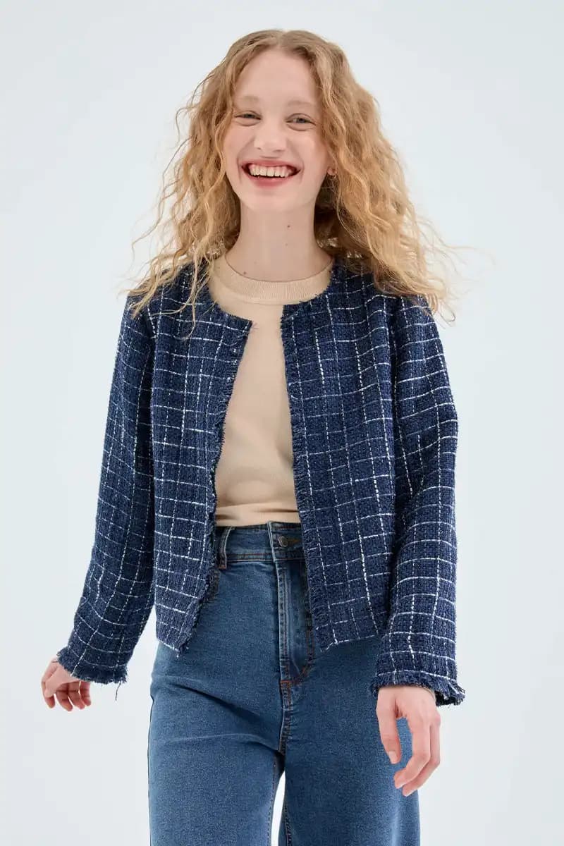 COMPANIA FANTASTICA | Giacca blu in tweed - 4