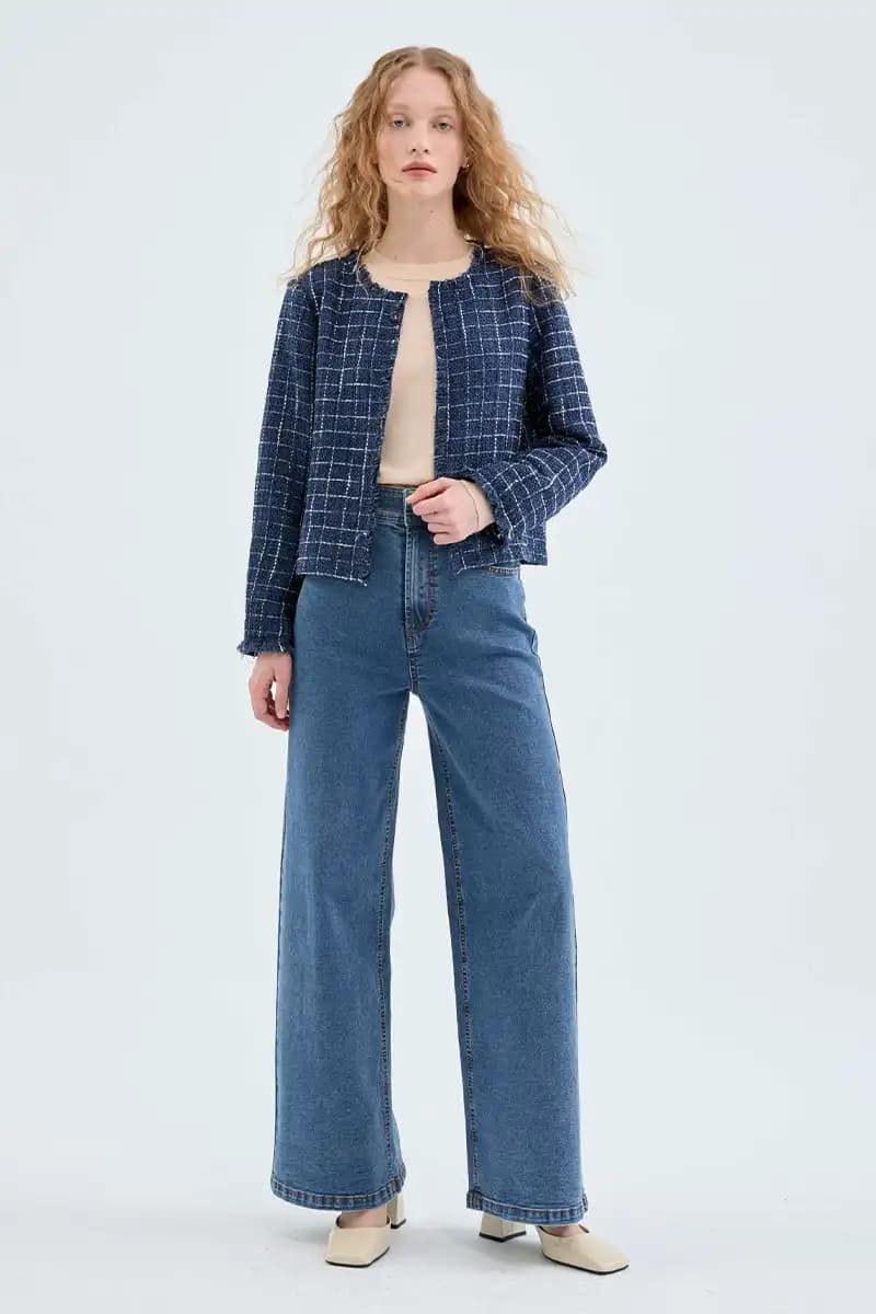 COMPANIA FANTASTICA | Giacca blu in tweed - 3