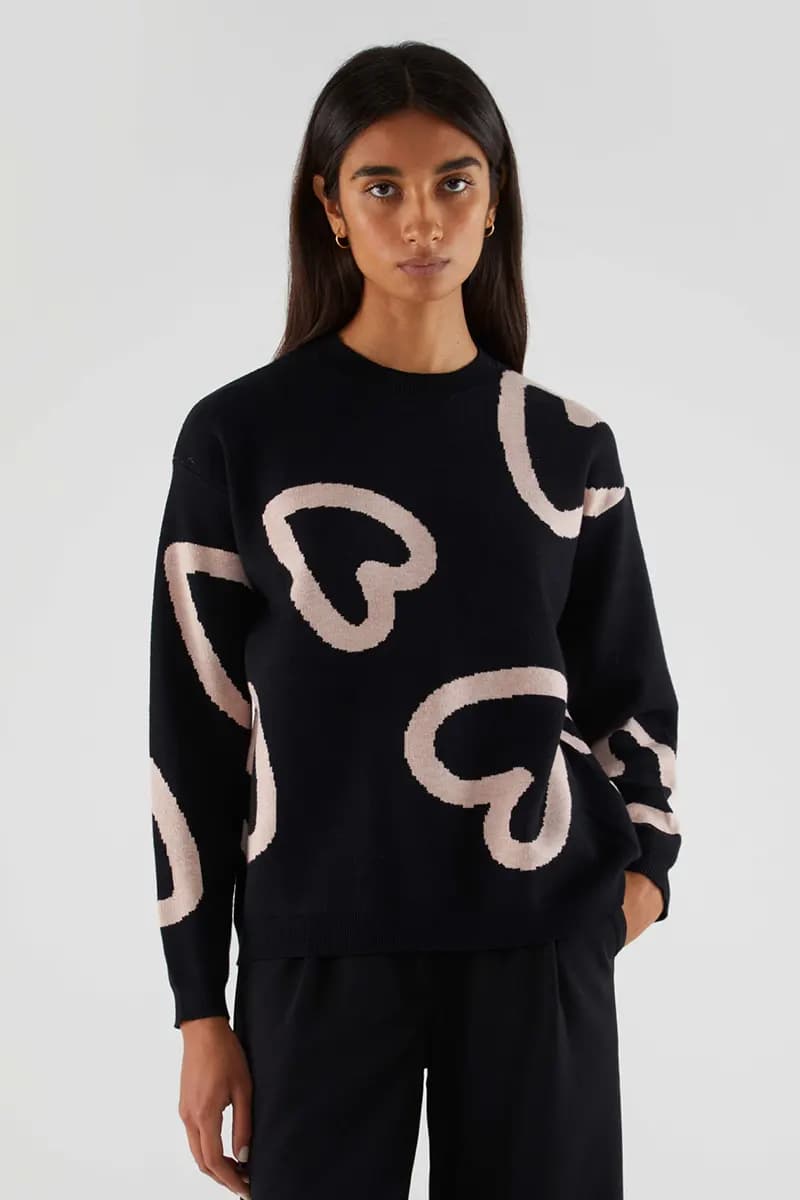 COMPANIA FANTASTICA | Maglia in filo con stampa cuori - 4