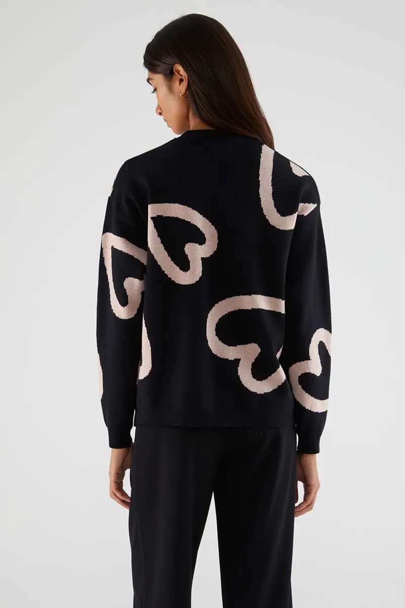 COMPANIA FANTASTICA | Maglia in filo con stampa cuori - 2