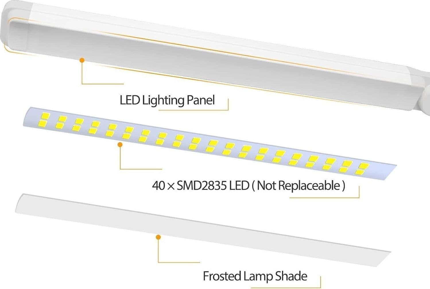 Lampada da Scrivania a LED Bianca 2X 5W, Lampada da Tavolo da Lettura - 3