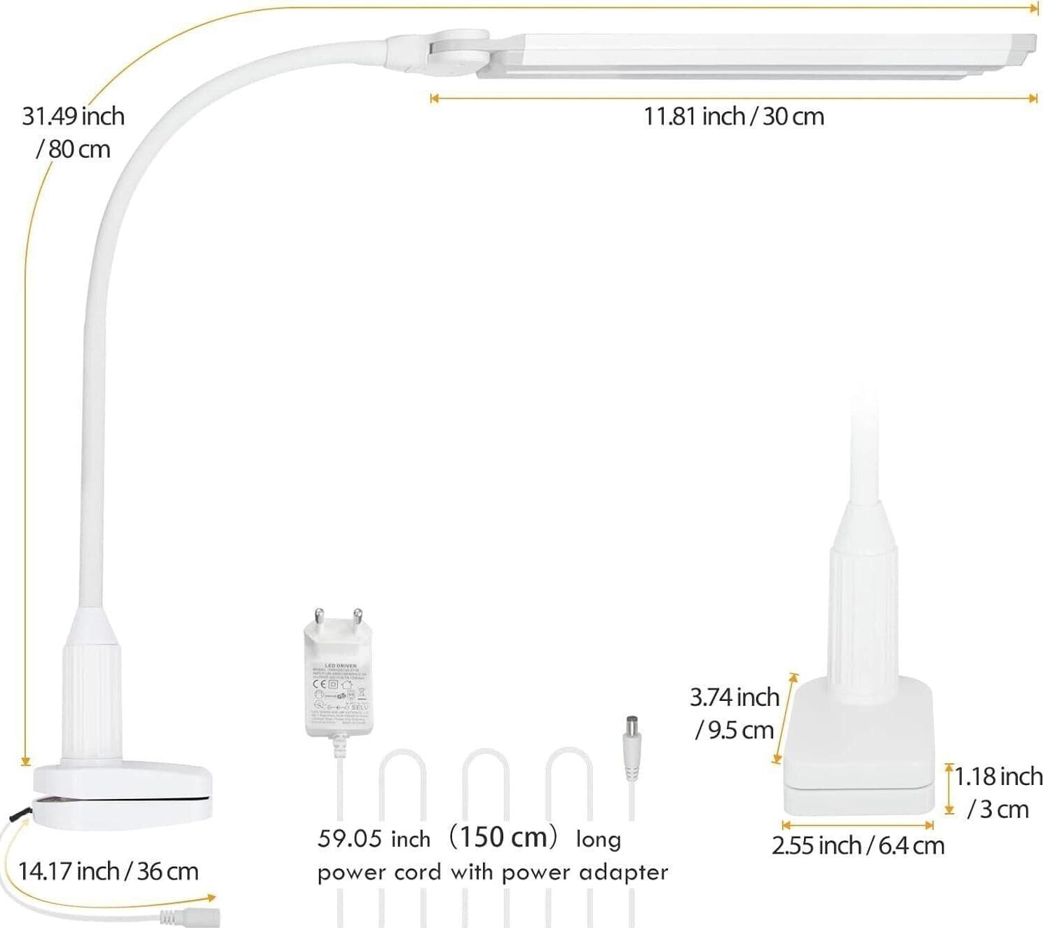 Lampada da Scrivania a LED Bianca 2X 5W, Lampada da Tavolo da Lettura - 7