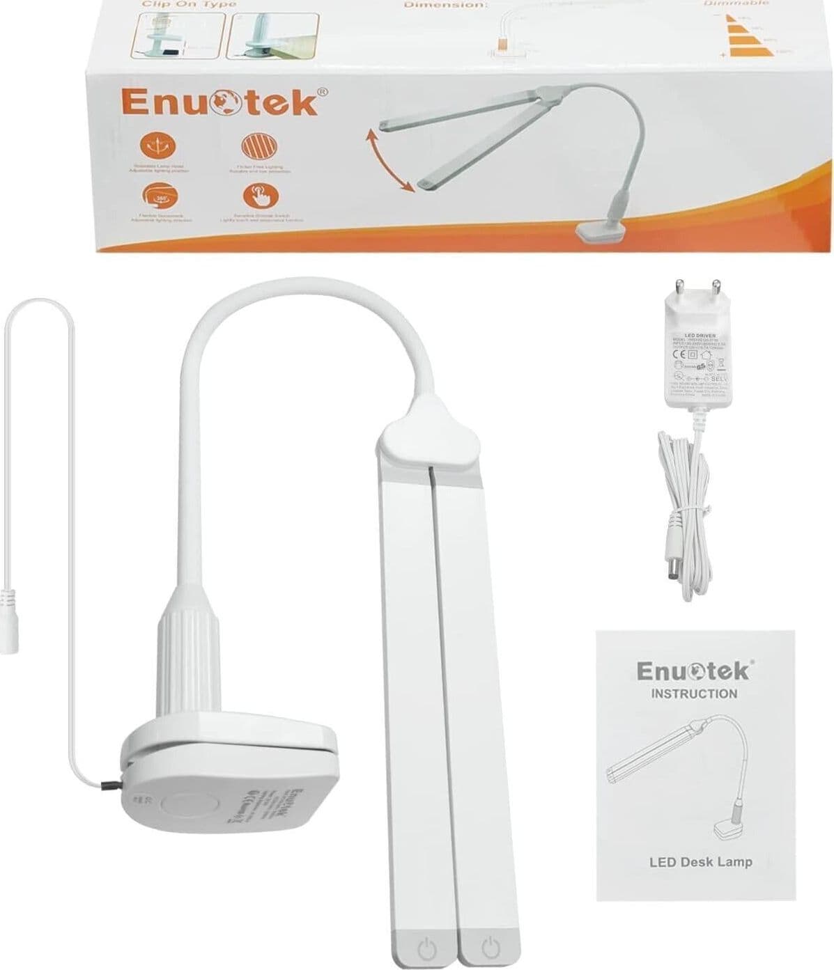 Lampada da Scrivania a LED Bianca 2X 5W, Lampada da Tavolo da Lettura - 8