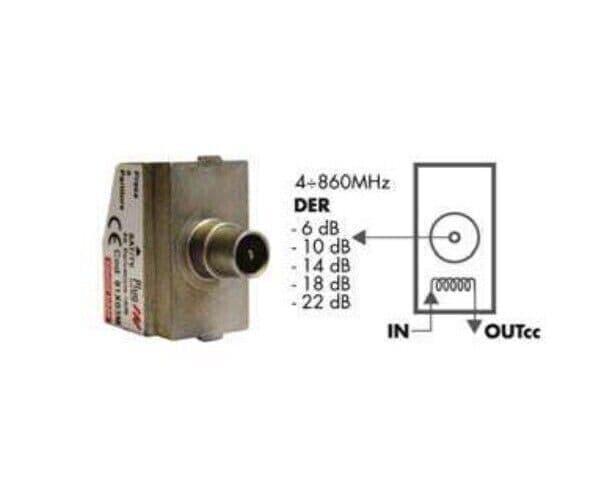 (9PCS) Emme Esse 81X01 Presa TV 6dB con passaggio C.C IEC Maschio, Diam.9,5mm - 2