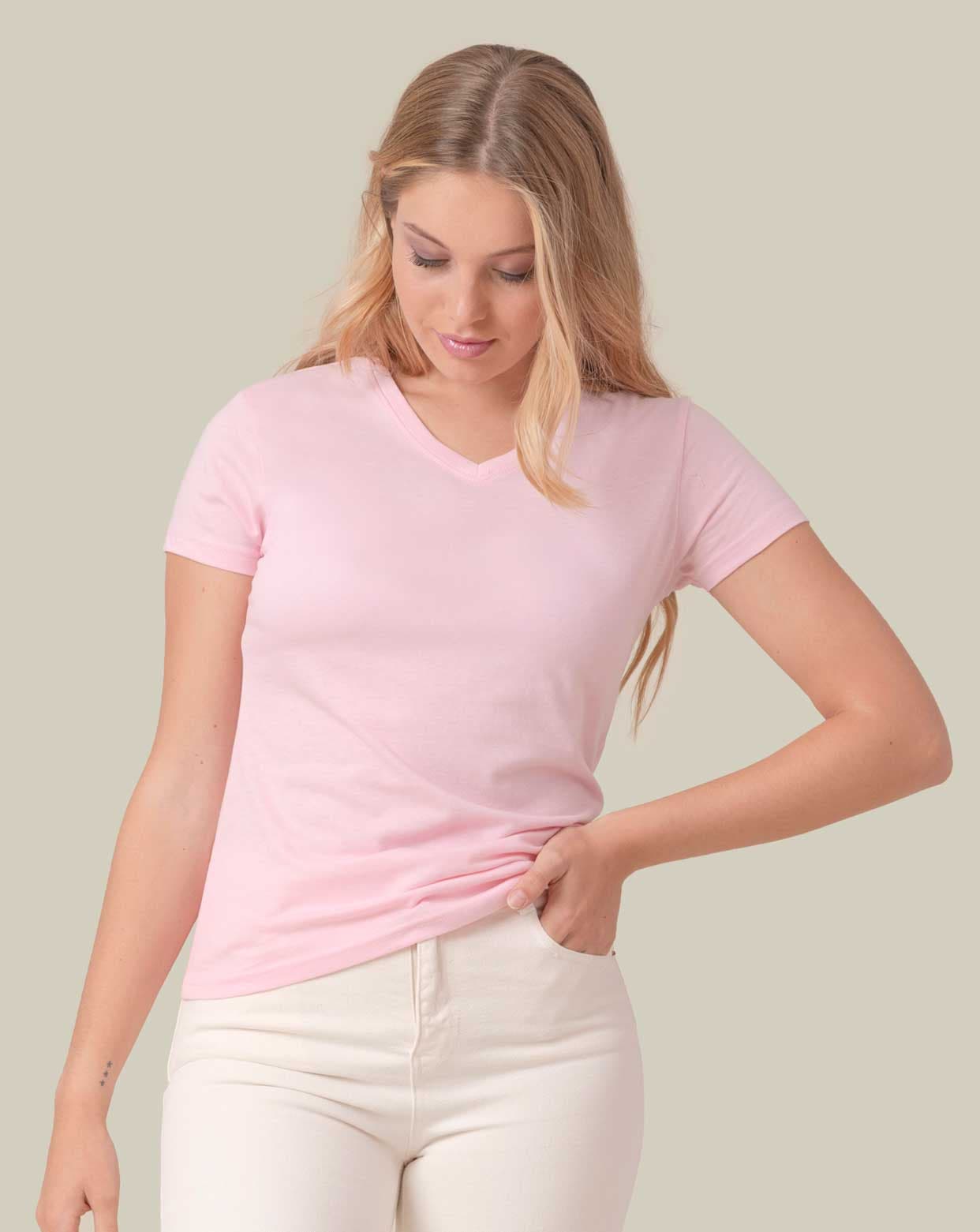 Maglia mezza manica donna scollo V 100% cotone - TSRLCMFP - 1