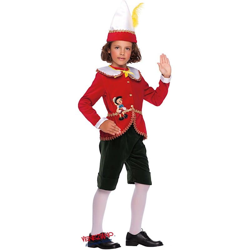 Costume carnevale burattino lusso 4-6 anni - veneziano 53178 - 3