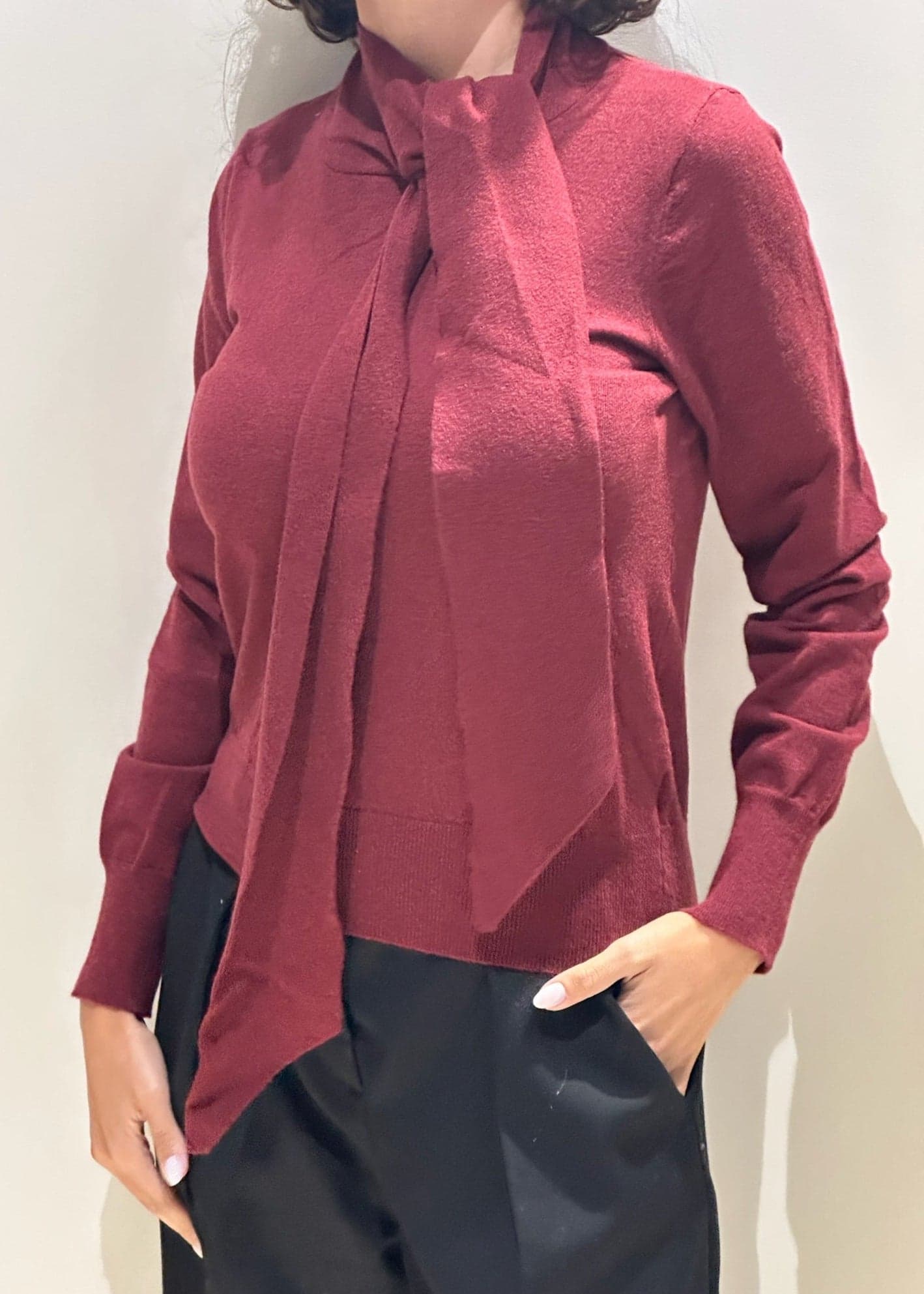 Maglia bordeaux con fiocco - 2