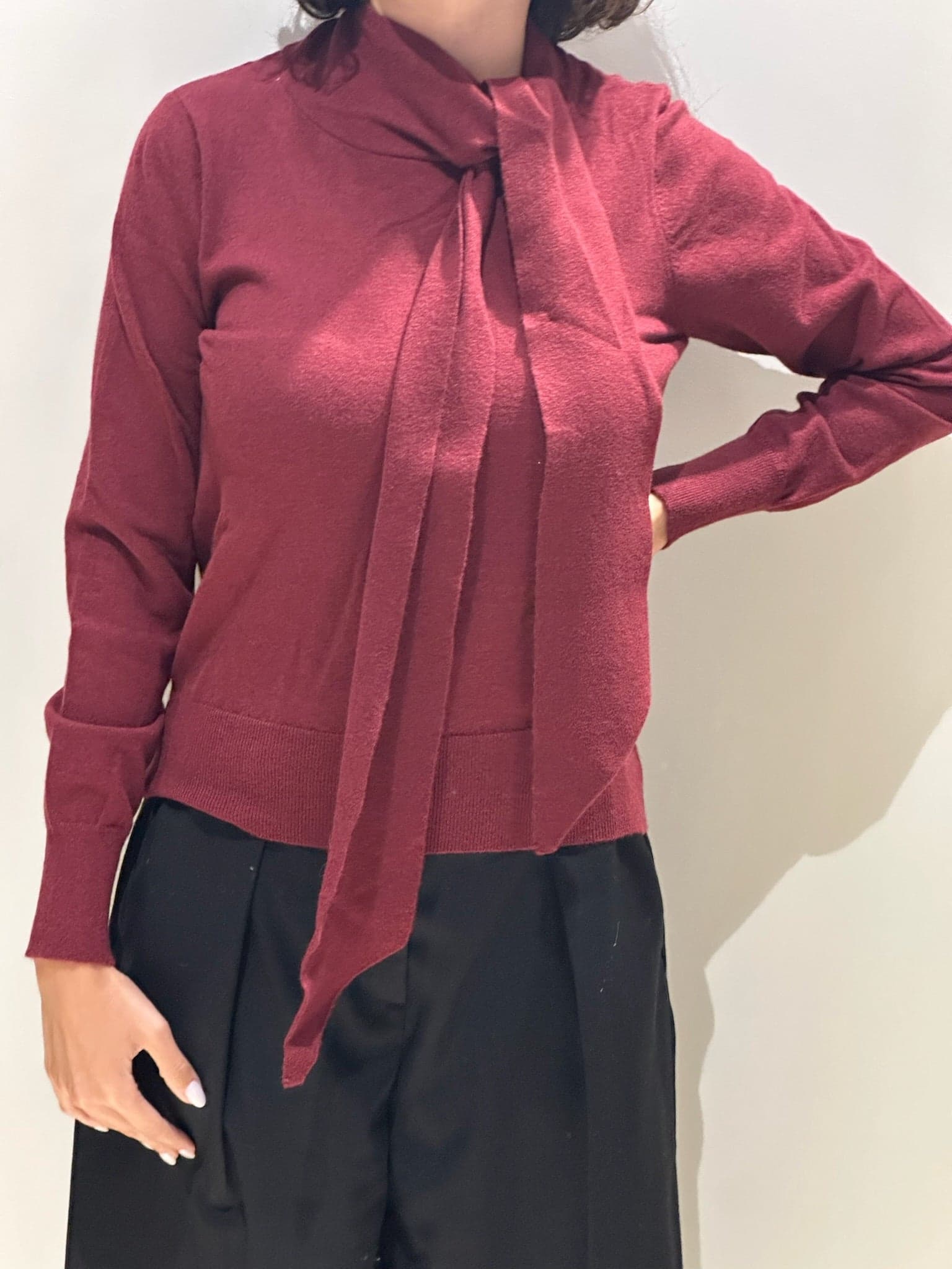 Maglia bordeaux con fiocco - 3