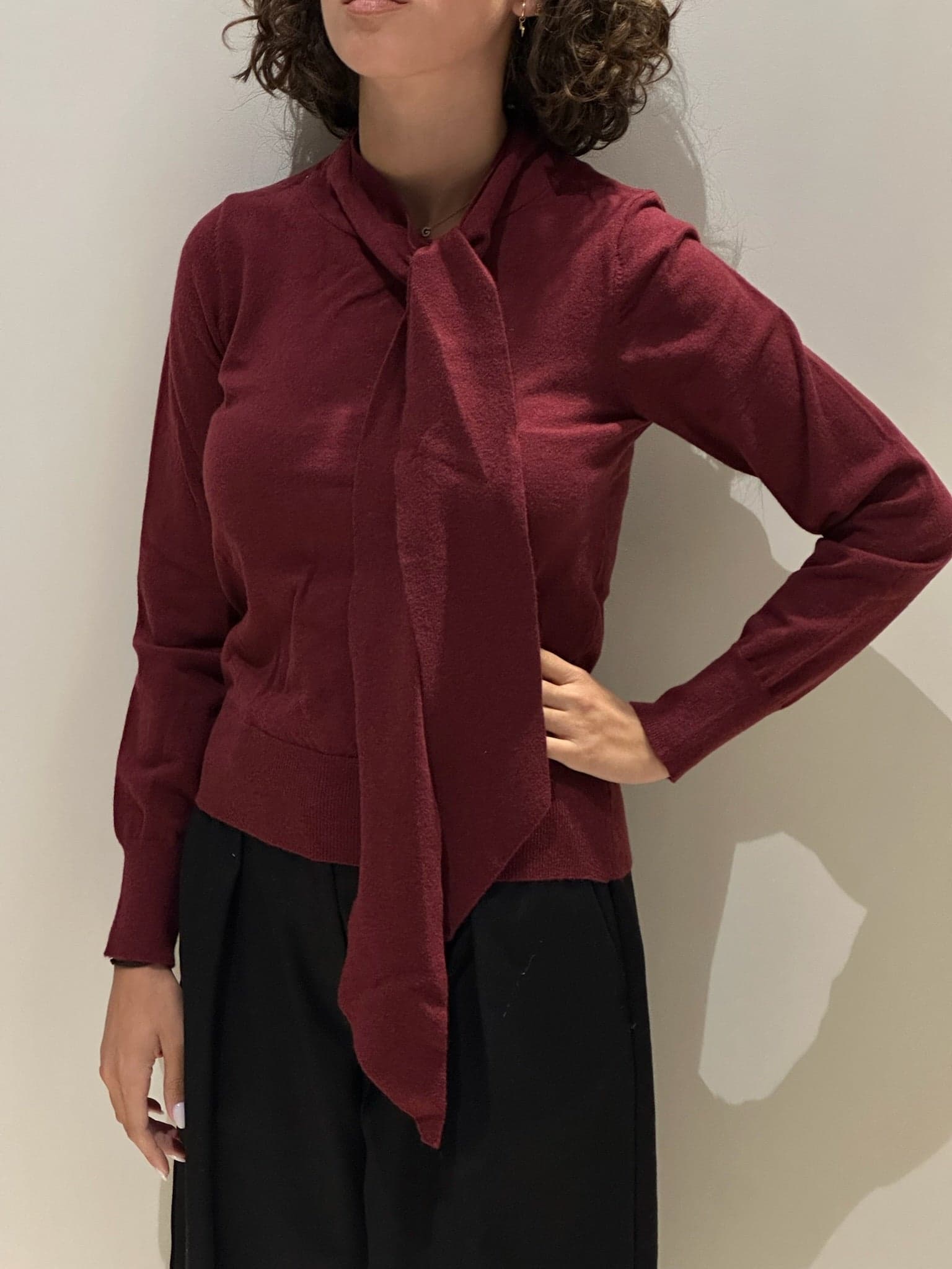Maglia bordeaux con fiocco - 6