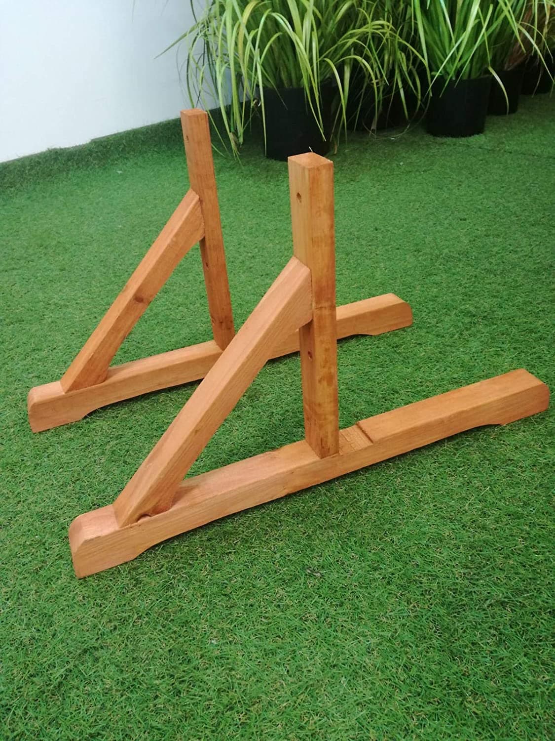 Supporti di base per pannello grigliato "Patio" in legno tropicale naturale per recinzioni giardino e terrazzo - 2