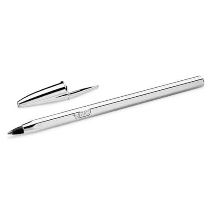 Bic - Penna a sfera Cristal Shine Silver 1 mm - Inchiostro Nero
